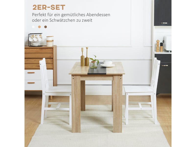  Lot de 2 chaises de salle à manger en bois massif blanc 41 x 46,5 x 85,5 cm  - Conforama D