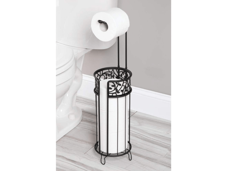 Porte-papier toilette sur pied en métal - porte-papier toilette moderne pour salle de bain - distributeur de papier toilette élégant - noir - Conforama B