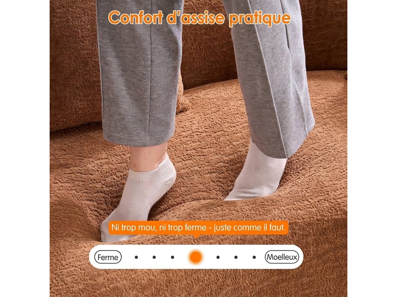 Canapé courbé 4 places modulable en chenille - couleur caramel élégante - aucun assemblage - Conforama E