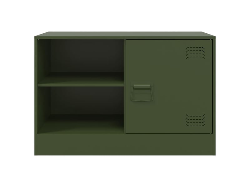  Lot de 2 meuble tv bas salon vert olive 67x39x44 cm acier  - Conforama E