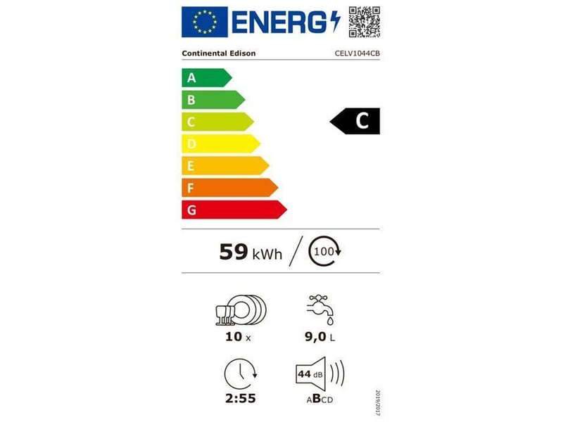 Lave-vaisselle pose libre slim 10 couverts celv1044cb noir moteur induction 44 db CELV1044CB - Conforama D