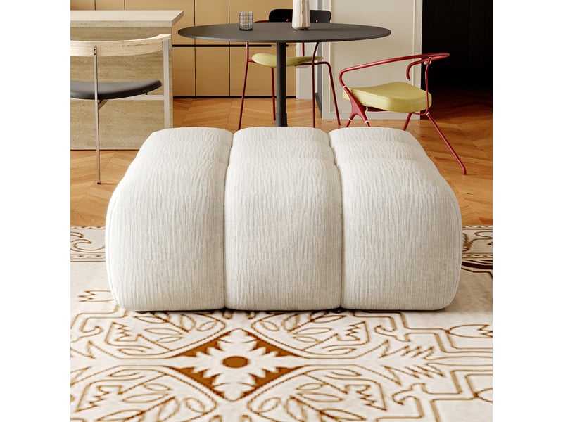  Canapé désossé en mousse kompressionssofas, 1 pouf blanc Y176-3-WHITE - Conforama C