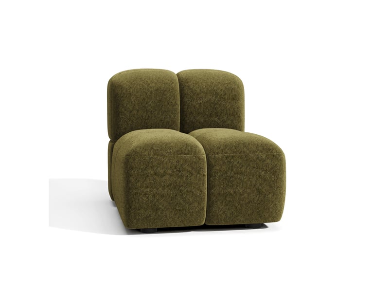  Fauteuil en velours texturé vert vintage MOSS - Conforama C