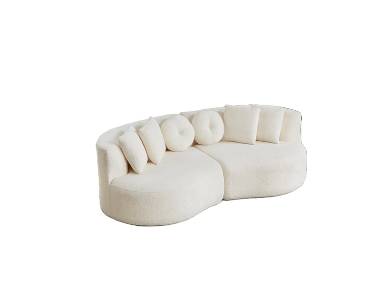  Canapé 2 places - 223 x 109 x 79 cm - canapé de salon divan lounge design cashew et rembourré en chenille - beige  - Conforama A