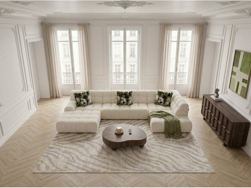  Bobochic canapé panoramique avance-recule électrique andre tissu texturé jaune  angle droit ANDRE - Conforama C