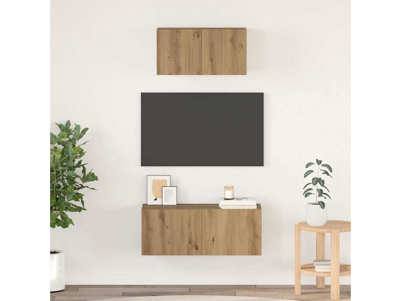  Ensemble meuble tv - banc tv - meuble de rangement 2 pcs chêne artisanal bois d'ingénierie  - Conforama B