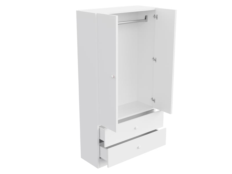  Armoire,70x40x170 cm,2 tiroirs,mdf,blanc  - Conforama D