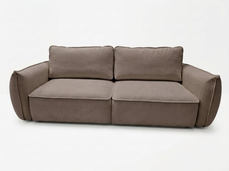 Bobochic canapé droit convertible 3 places esmee tissu chenille taupe ESMEE - Conforama A