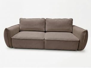 Canapé droit convertible <strong>BOBOCHIC</strong> <strong>ESMEE</strong> 3 places Tissu taupe avec coffre de rangement