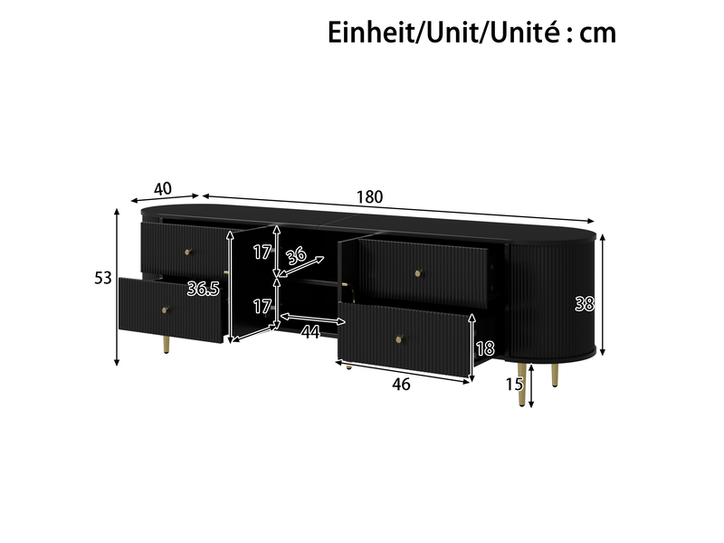  Meuble tv 180 cm avec rangement et passe-câbles evryae  - Conforama E