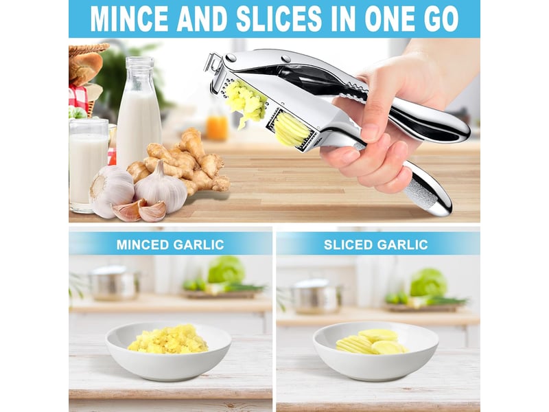  2 en 1 presse ail inox professionnel, presse-ail manuel poignée antidérapante, lave-vaisselle ecrase ail, avec epluche ail en silicone et brosse  - Conforama B