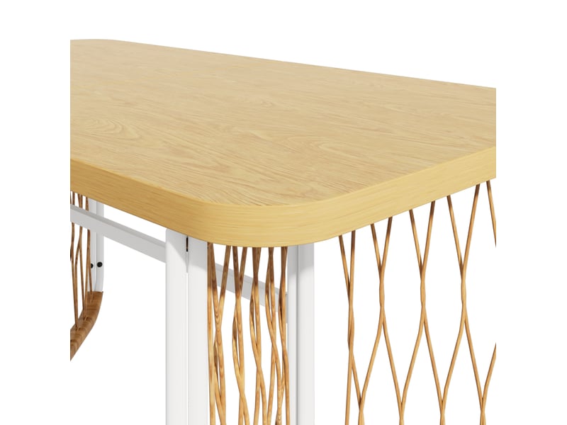  Salon de jardin 159,5x77,5x75 cm 1 table et 6 chaises avec coussins métal beige, brun et naturel  - Conforama D