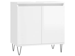 Amoire de salle de bain blanc brillant 58x33x60cm bois d'ingénierie shl4821