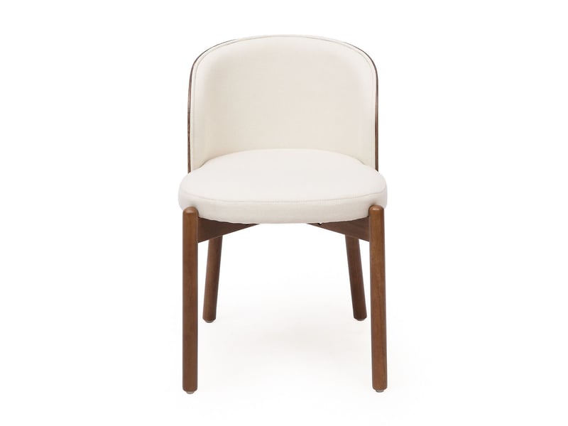  Fauteuil de salle à manger assise agréable tissu en lin respirant style moderne placage en bois massif de frêne coloris noyer  - Conforama A