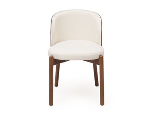 Fauteuil de salle à manger assise agréable tissu en lin respirant style moderne placage en bois massif de frêne coloris noyer