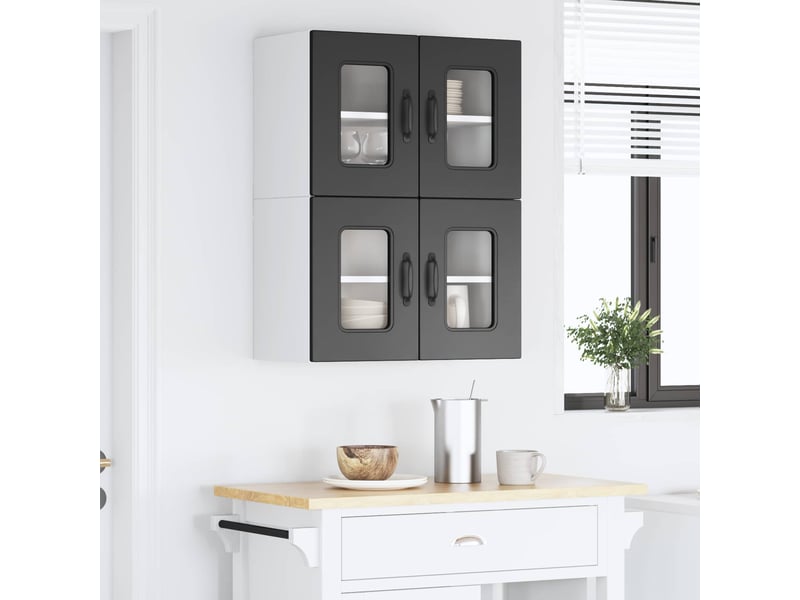  Meuble mural de cuisine | armoire de cuisine 2 pcs noir bois d'ingénierie shl2192  - Conforama D