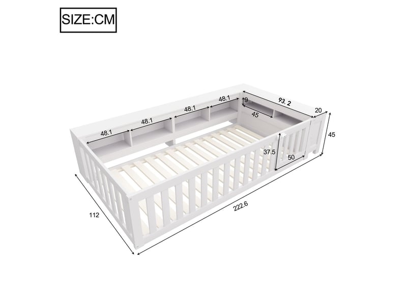  Lit enfant 90x200, sécurité renforcée lit combine enfant, structure bois massif, rangement intégré, tiroirs coulissants  - Conforama C