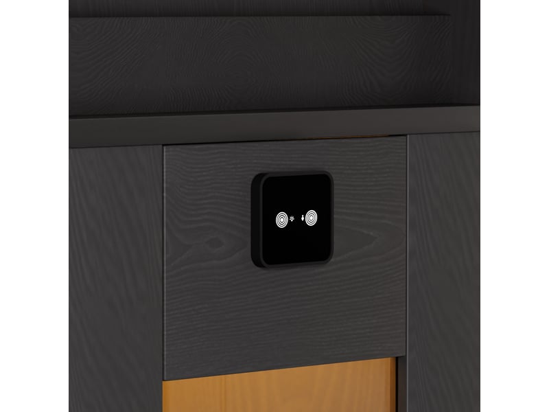  Vitrine en arc avec éclairage led et tiroirs mdf et verre noir 80x35x180 cm W3148S00011 - Conforama E
