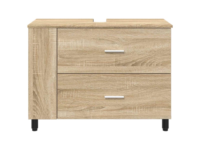  Unité de vanité de salle de bain, meuble de rangement chêne sonoma 80x35x60 cm  - Conforama E
