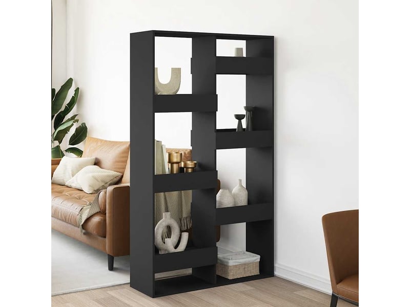  Cloison bibliothèque, meuble de rangement noir 100x33x175 cm bois ingénierie  - Conforama B