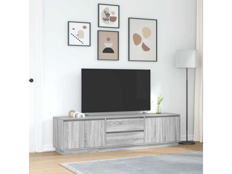 Meuble tv - banc tv - meuble de rangement avec lumières led sonoma gris 193,5x41x50 cm - Conforama D