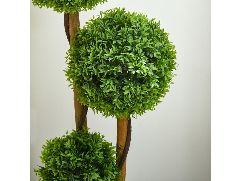 Arbre artificiel buis avec 3 boules feuilles de bambou pot inclus intérieur et hauteur extérieur 110 cm vert  - Conforama W