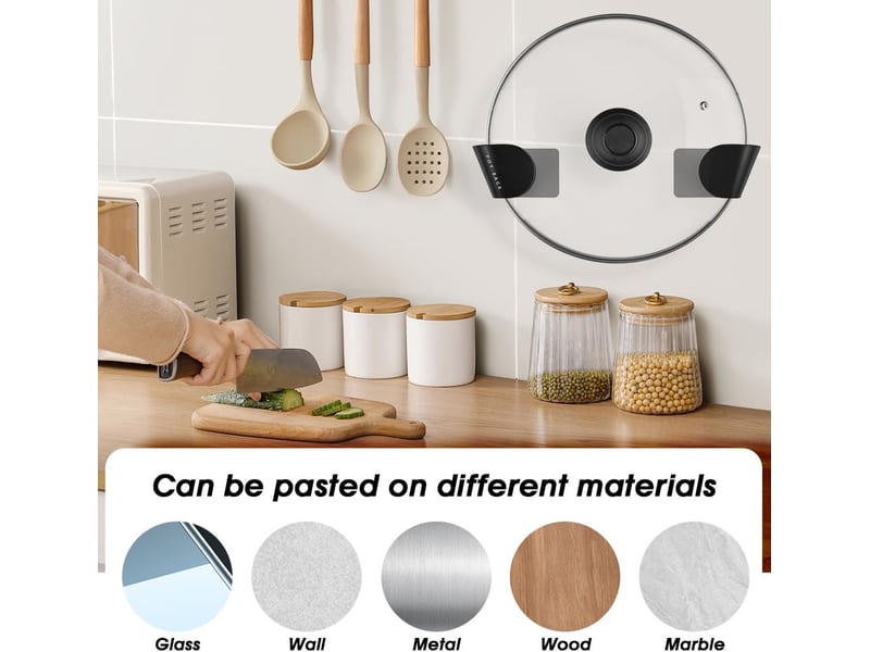  6 pièces support de couvercle de pot, adhésifs supports de rangement mural support de fixation  - Conforama D