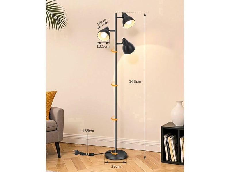  Lampe sur pied industrielle 3 lampes noire metal 163 cm e27 avec ampoules led 370618_AAAYD54162_6_DROPFR - Conforama E