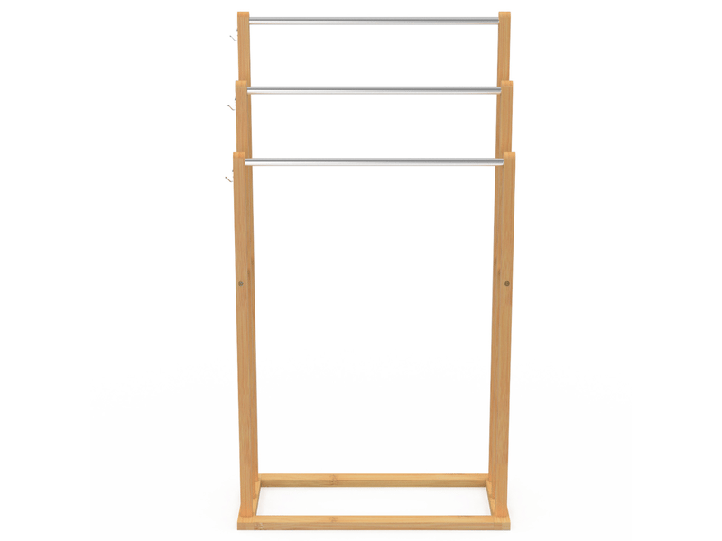 Porte-serviettes sur pied 3 niveaux rita en bambou  - Conforama D