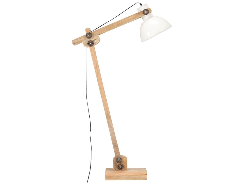  Lampadaire salon, lampe sur pied blanc bois de manguier massif e27  - Conforama D