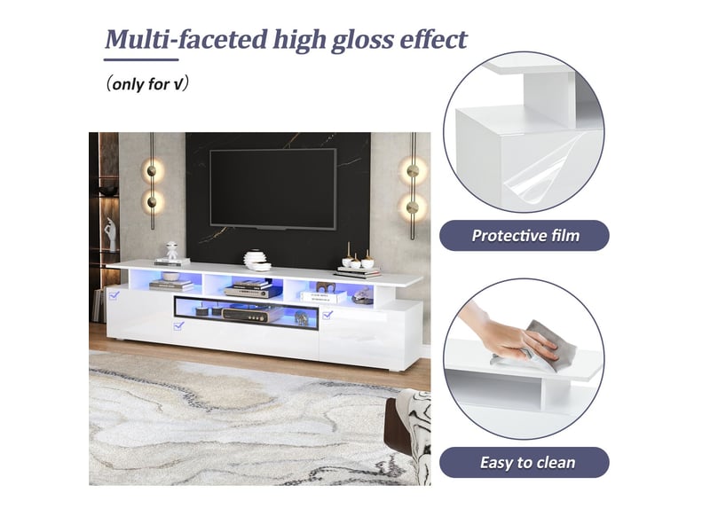  Meuble tv 180x40x50, design contemporain brillant avec rangement intégré meuble tv avec rangement  - Conforama E