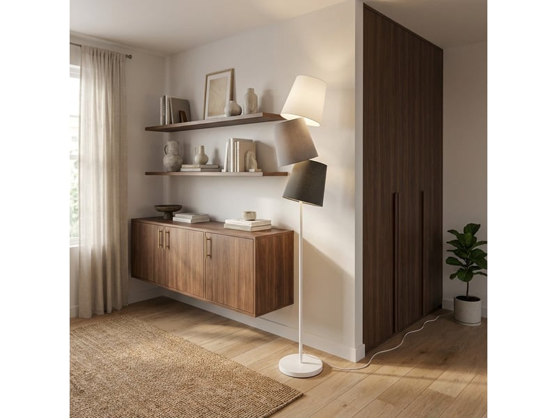 Lampadaire moderne 3 lumières en métal et tissu alma colours  - Conforama B