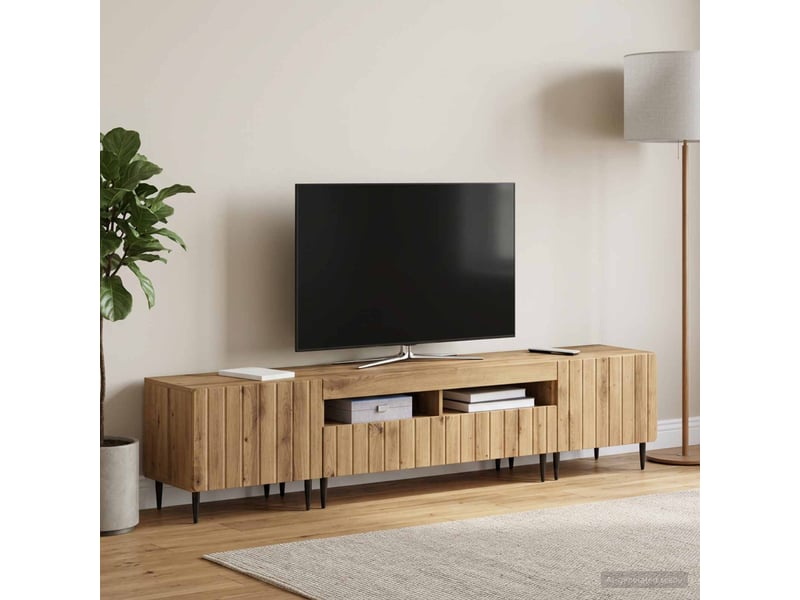  Meuble tv - banc tv - meuble de rangement led 5 pièces chêne artisanal bois d'ingénierie  - Conforama C