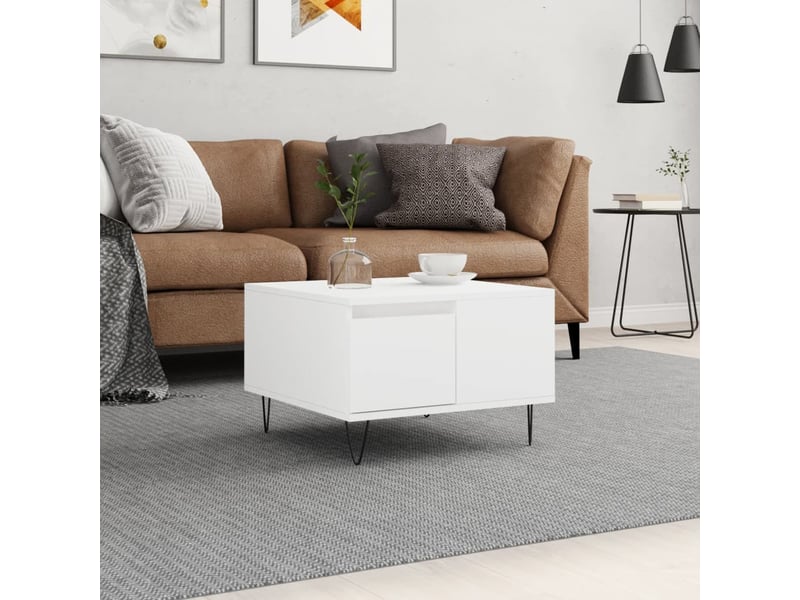  Table basse | table d'appoint salon blanc 55x55x36,5 cm bois d'ingénierie  - Conforama B