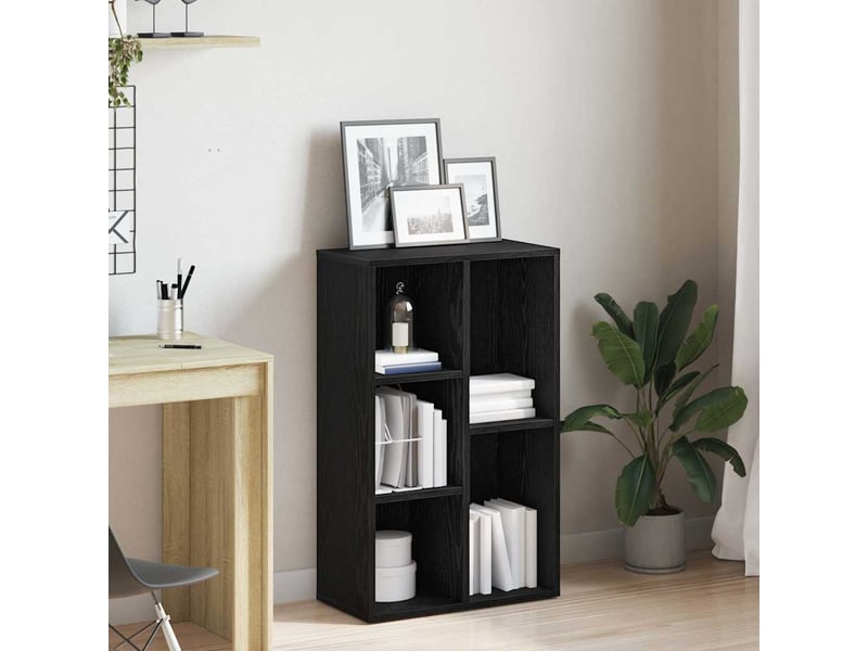  Bibliothèque, meuble de rangement salon en chêne noir 50 x 25 x 80 cm bois d'ingénierie  - Conforama B