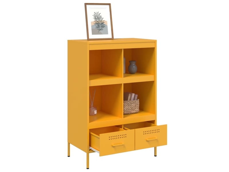  Buffet haut - bahut - meuble de rangement jaune moutarde 68x39x101,5 cm acier  - Conforama E