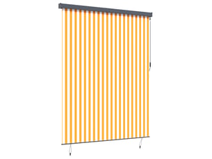 Store enrouleur, store à rouleau blanc et orange 200 x 250 cm tissu et aluminium cf44955