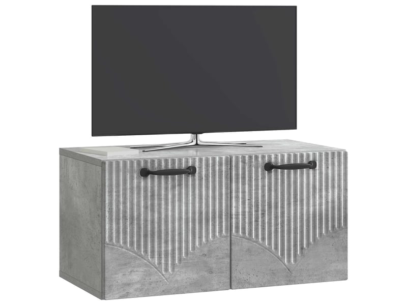  Meuble tv - banc tv - meuble de rangement mural gris béton 59,5 x 31 x 30 cm bois d'ingénierie  - Conforama C