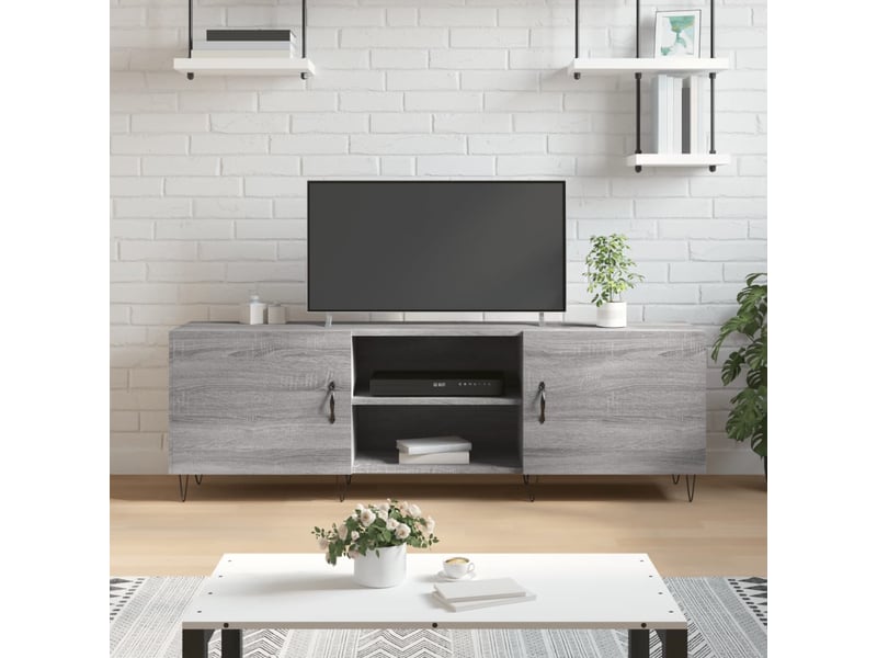  Meuble tv - banc tv - meuble de rangement sonoma gris 150x30x50 cm bois d'ingénierie  - Conforama B