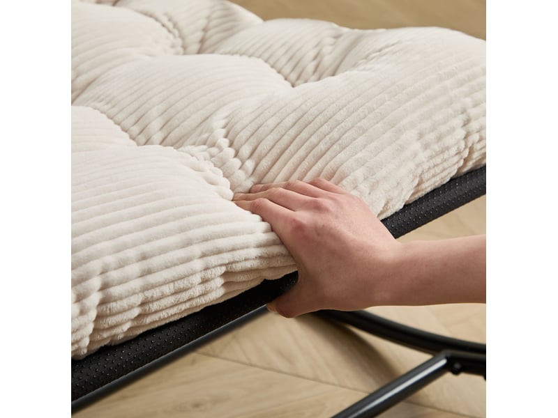 Chaise berçante d'extérieur 75x116x82 cm coussin épais métal blanc  - Conforama D