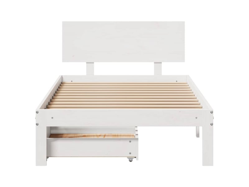 Lit simple- lit adulte - cadre de lit avec tiroirs sans matelas blanc 90x200 cm - Conforama C