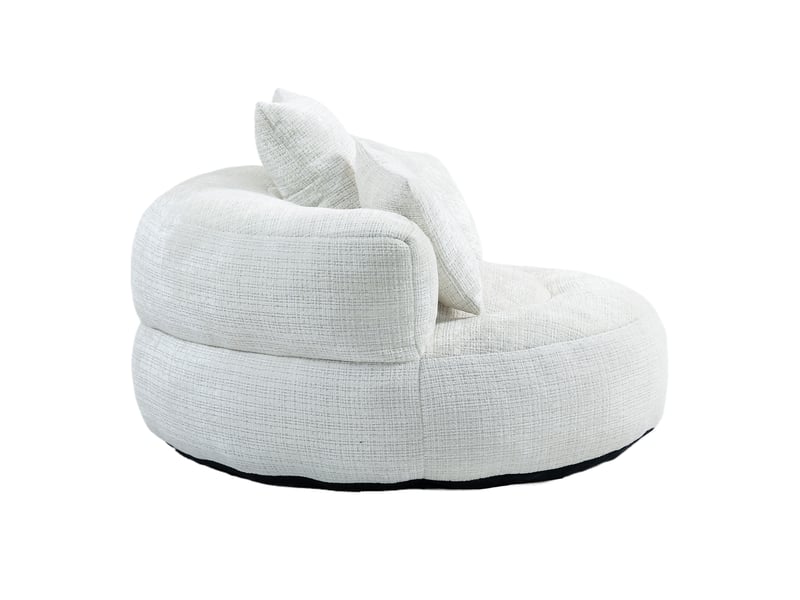  Fauteuil poire lounge chenille beige avec coussins confort intérieur extérieur  - Conforama E