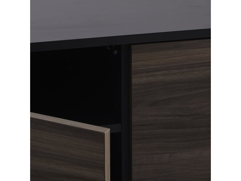 Meuble tv moderne avec 3 portes vharm - marron - noir  - Conforama E