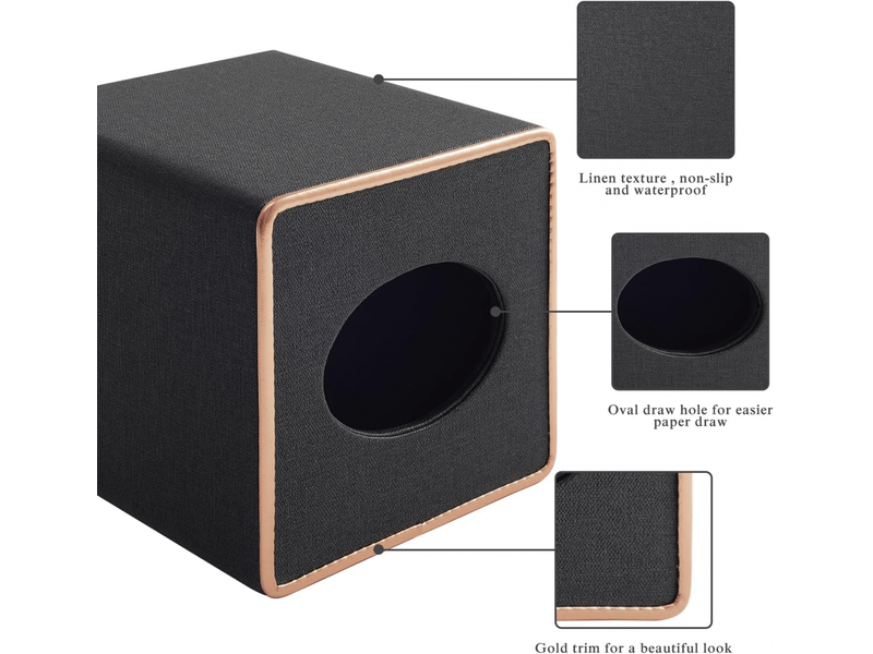  Étui carré en lin pour boîte à mouchoirs - avec base magnétique, pour la maison et le bureau - 1 pièce, 16×14×14cm (noir)  - Conforama D