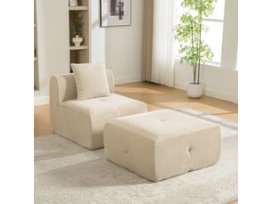 Canapé modulable design modulable tissu chenille mousse 30d hautement élastique déplacement facile fond antidérapant coloris khaki clair