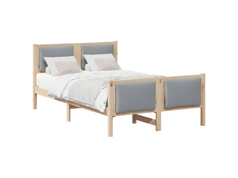 Lit double- lit adulte - cadre de lit avec tête de lit gris clair 120 x 190 cm tissu - Conforama B