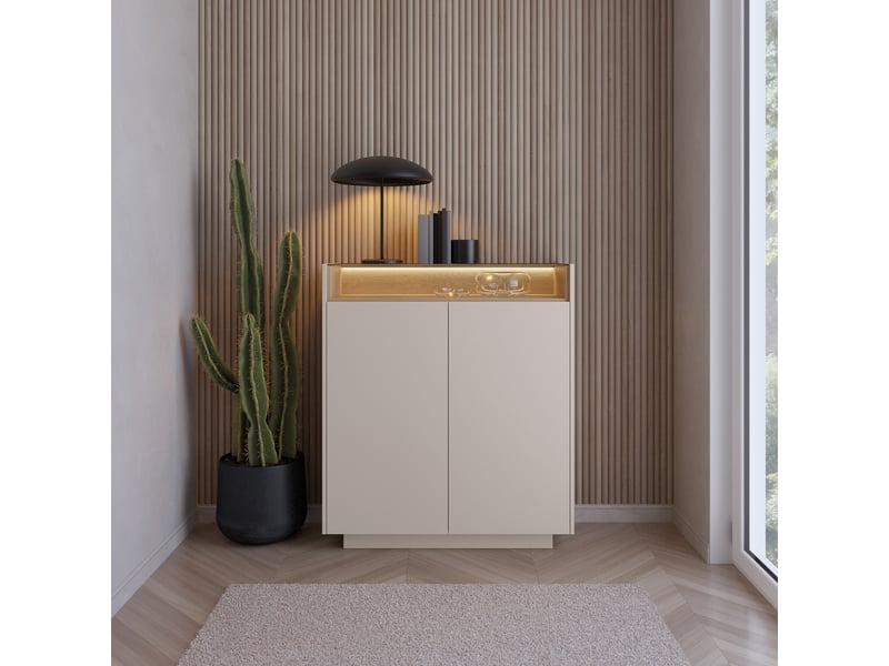  Buffet halane, armoire 4 étagères, 103x40x119h cm beige Halane - Conforama B