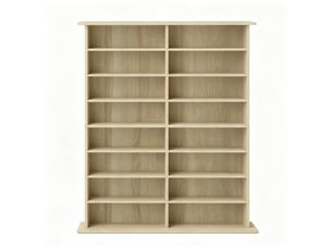 Meuble de rangement cd dvd blu-ray 106,5x24x126,3 cm 16 compartiments et 12 tablettes réglables panneau de particules bois naturel