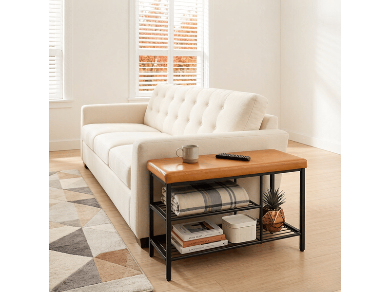  Banc à chaussures compact avec assise, rangement pratique, meuble d’entrée moderne, étagère chaussures  - Conforama E