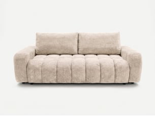 Canapé droit convertible BOBOCHIC JULES 3 places Tissu beige avec coffre de rangement